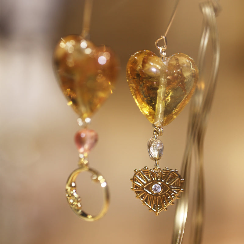 Amber Glow Heart Drop Earrings Maison YuTang