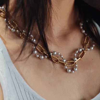 Perle Tressée Pearl Chain Necklace Maison YuTang