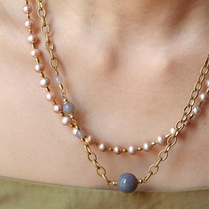 Aurielle Agate & Pearl Necklace Maison YuTang