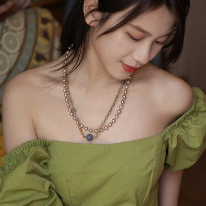 Aurielle Agate & Pearl Necklace Maison YuTang