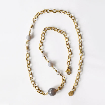 Aurielle Agate & Pearl Necklace Maison YuTang