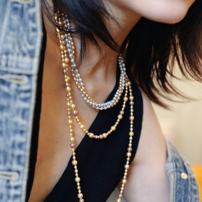 Two-Tone Duet Pearl Necklace Maison YuTang