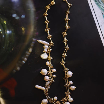 Seafoam Baroque Pearl Necklace Maison YuTang