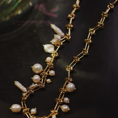 Seafoam Baroque Pearl Necklace Maison YuTang