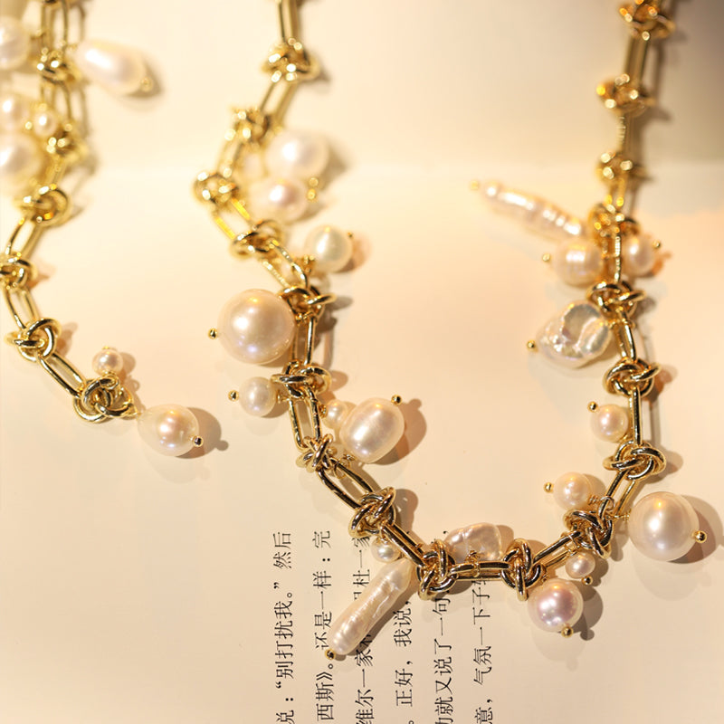 Seafoam Baroque Pearl Necklace Maison YuTang