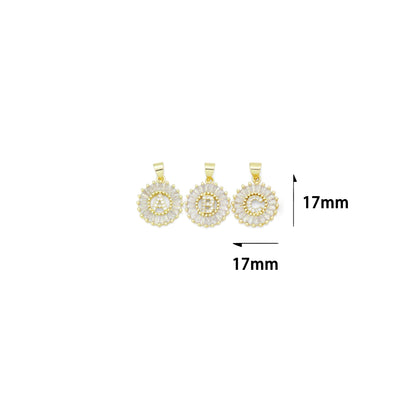 Baguette CZ Circle Initial Letter Charm/Pendent, Alphabet  Pendent, Gold/Silver Finish, sku#Z1483A