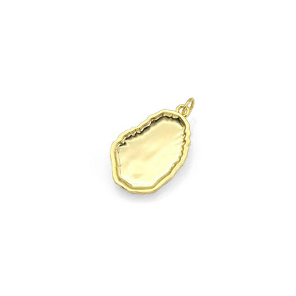 Yellow Green Blue Cat's Eye Stone On Oval Pedant Charm, Sku#Y801