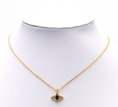 Gold Oval Cobalt Stone Evil Eye Charm, Sku#Y745