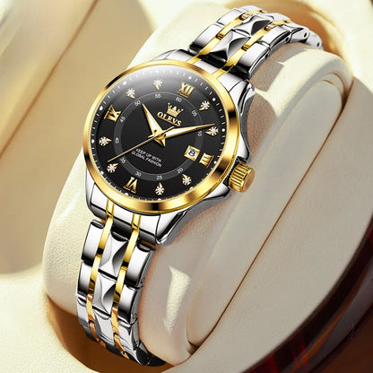 Women's Gold Stainless Steel Slim Luminous Waterproof Watch
