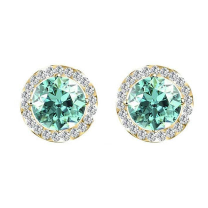 S925 Multicolor Moissanite Round Halo Stud Earrings with Threaded Needle, 8 Color Options, 0.1-3ct D-Grade VVS, Sterling Silver Jewelry for Men Women