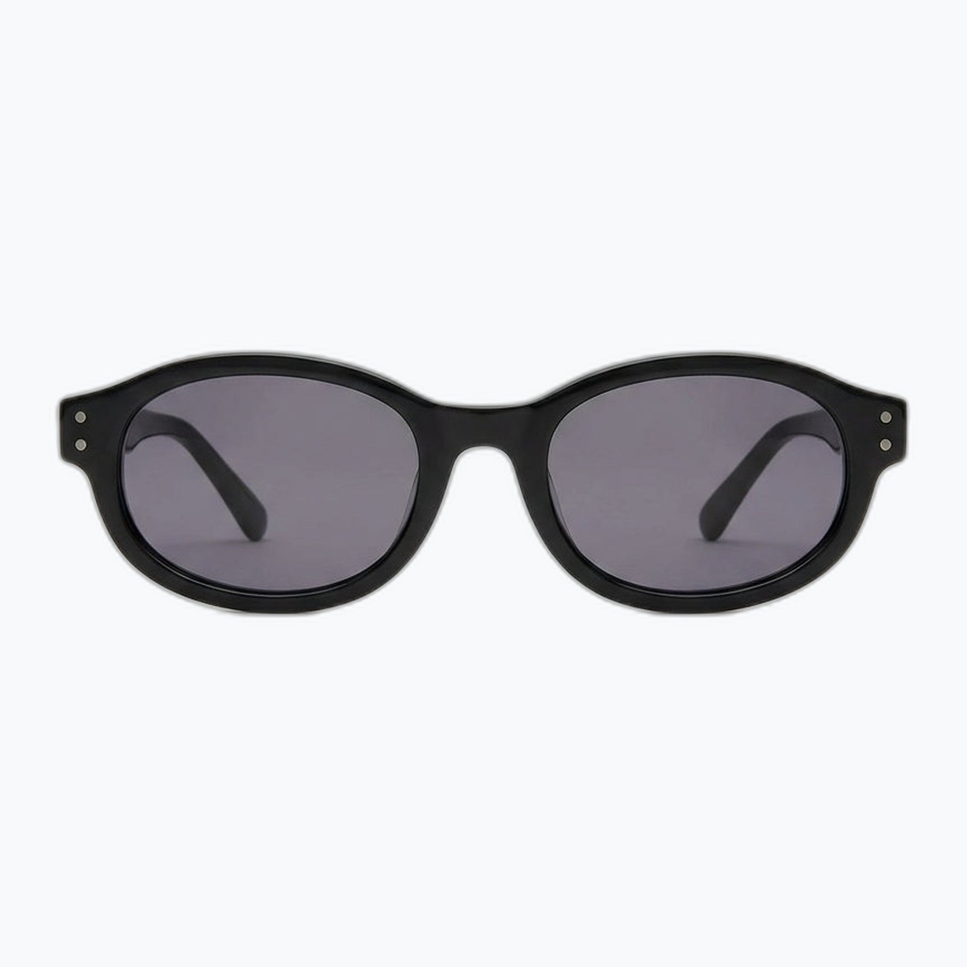 Bardot Matte Black Oval Sunglasses Unisex With Riveted Hinges Jaxy Eyewear