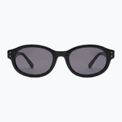 Bardot Matte Black Oval Sunglasses Unisex With Riveted Hinges Jaxy Eyewear