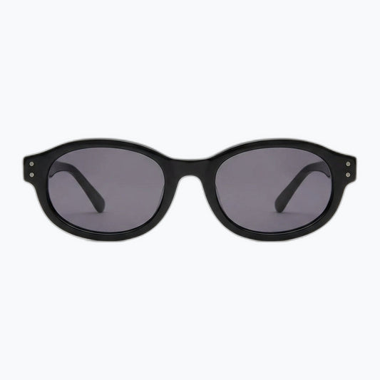 Bardot Matte Black Oval Sunglasses Unisex With Riveted Hinges Jaxy Eyewear