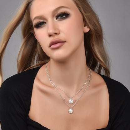 Double Layer Dainty Pearl Choker Necklace, Two-Tier Irregular Collarbone Chain, Minimal French Jewelry For European Spanish Women