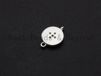 CZ Micro Pave Round Coin With Star Connector,Cubic Zirconia Connector, Silver Tone,9x13mm,sku#Y223