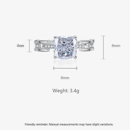 Multicolor Ice Flower Cut Square CZ Adjustable Ring, 8*8mm 5A Cubic Zirconia, 6 Color Options, Dainty Luxe