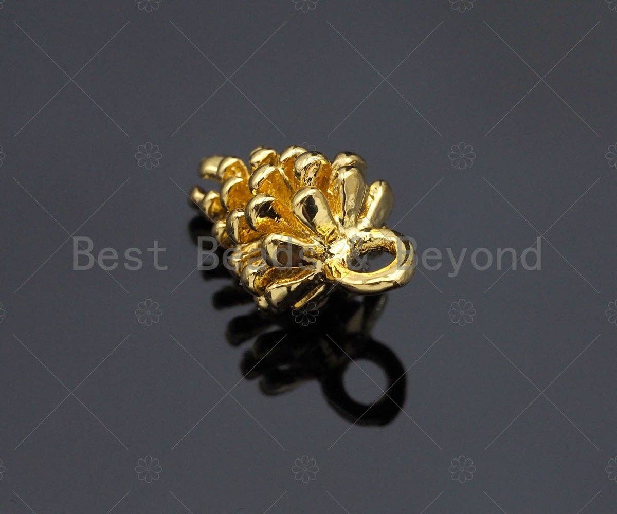 CZ Micro PaveDainty Pine Cone Charm/Pendant, 3D Pine Cone Shape Charm, Gold Pendant, Gold plated charm, 7x12mm, Sku#Y331