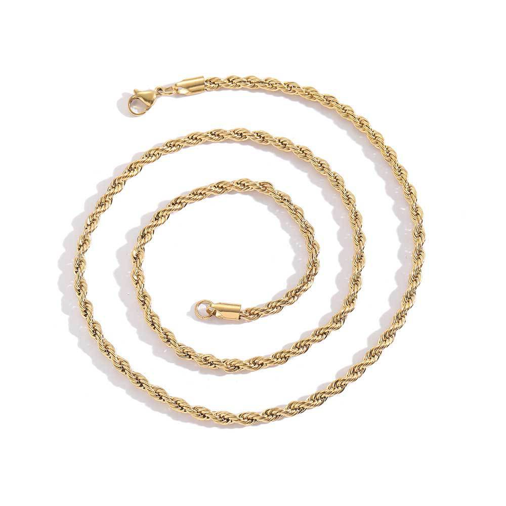 Euro-American Hip-hop Stainless Steel Necklace Twisted Chain Streetwear Titanium Steel Bracelet