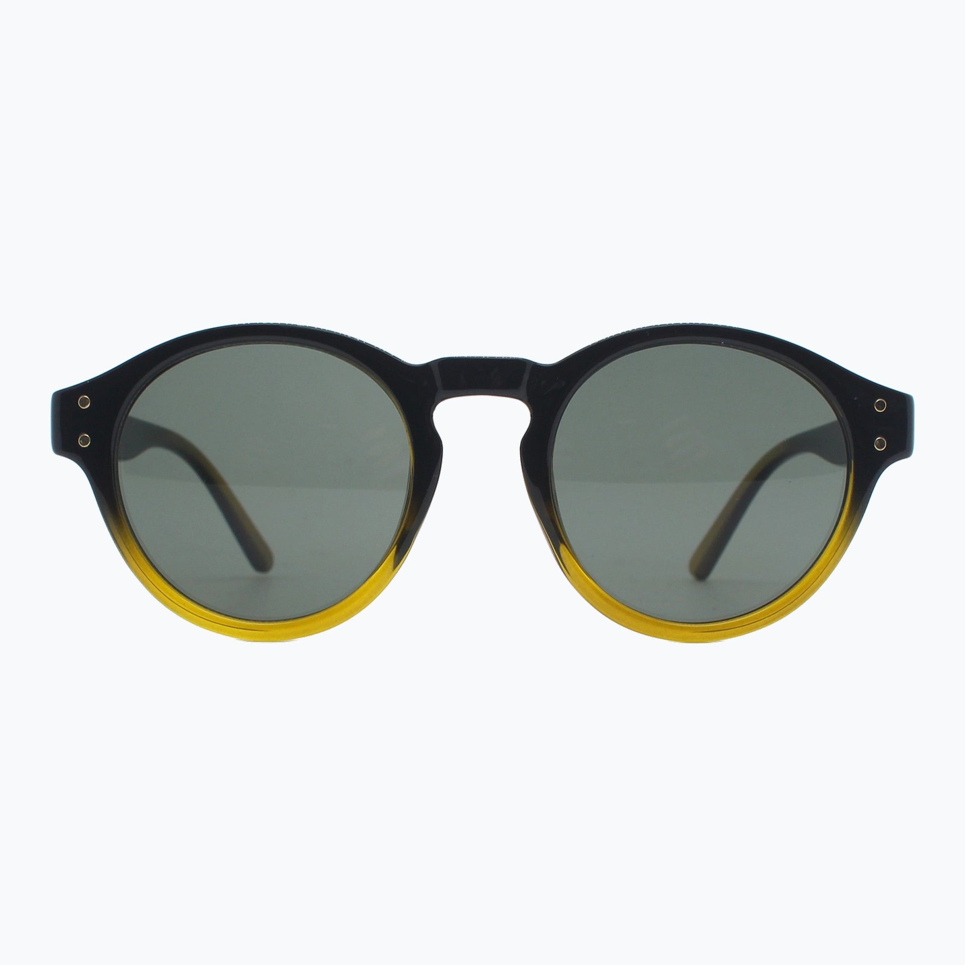 Sunset Theory Ombre Round Sunglasses Black To Yellow Vintage Frame Jaxy Eyewear