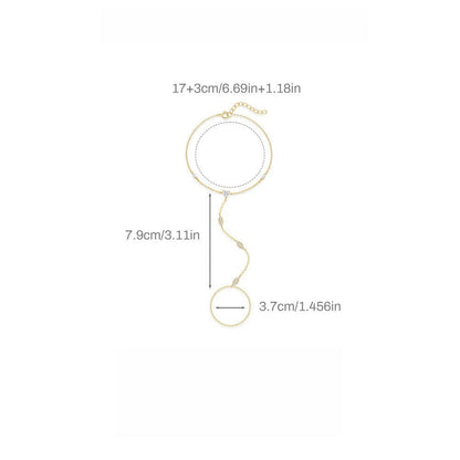 s925 sterling silver horse eye diamond bracelet ring chain finger chain