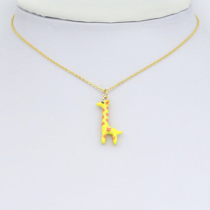 Gold Yellow Enamel 3D Giraffe Charm Pendant, Sku#Y1016