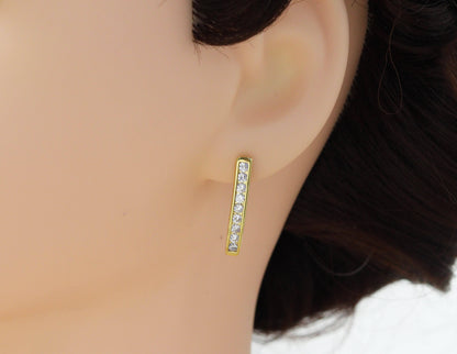 CZ Micro Pave Thin Triangle Shape Earring, Sku#Y624