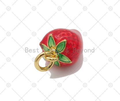 Enamel Strawberry Charm, Sku#Y568