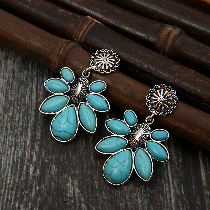 Turquoise Flower Earrings Bumpkin Ranchwear