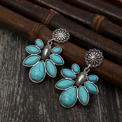 Turquoise Flower Earrings Bumpkin Ranchwear
