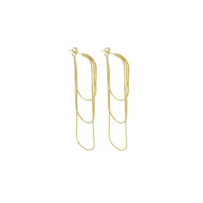 Thin box chain Long dangle Earrings, Sku#Y915