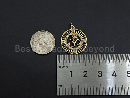 CZ Micro Pave Ohm Sign Charm, Namaste Buddhism Charm, CZ Yoga Charm, 19mm, SKU#Y241