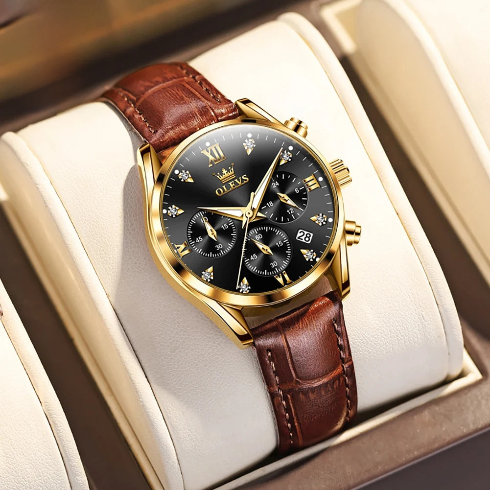 Women's Leather Strap Quartz Waterproof Luminous Watch