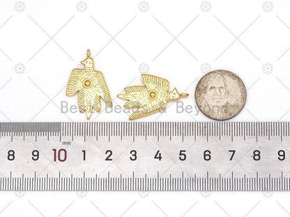 Eagle with Clear CZ Eye Hand Shape Pendant, 18K Gold Filled Flat Eagle Charm,Necklace Bracelet Charm Pendant,18x29mm, Sku#Y513