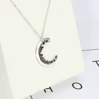 Light luxury moon rhinestone necklace