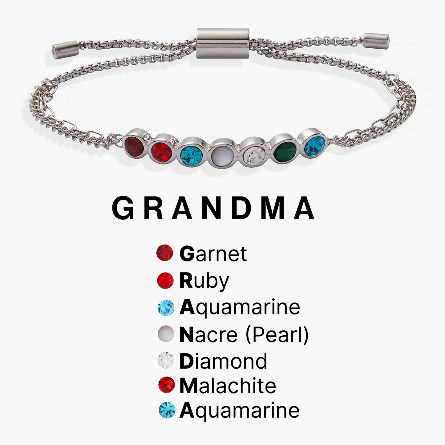 Grandma Hidden Message Acrostic Bolo Bracelet ALEX AND ANI