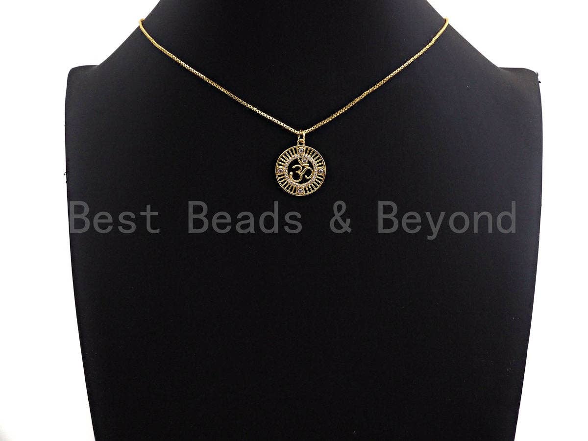 CZ Micro Pave Ohm Sign Charm, Namaste Buddhism Charm, CZ Yoga Charm, 19mm, SKU#Y241