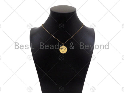 Gold Filled Smiley Face Shape Pendant, 18K Gold Filled Medallion Charm, Necklace Bracelet Charm Pendant, 20x23mm, Sku#Y440