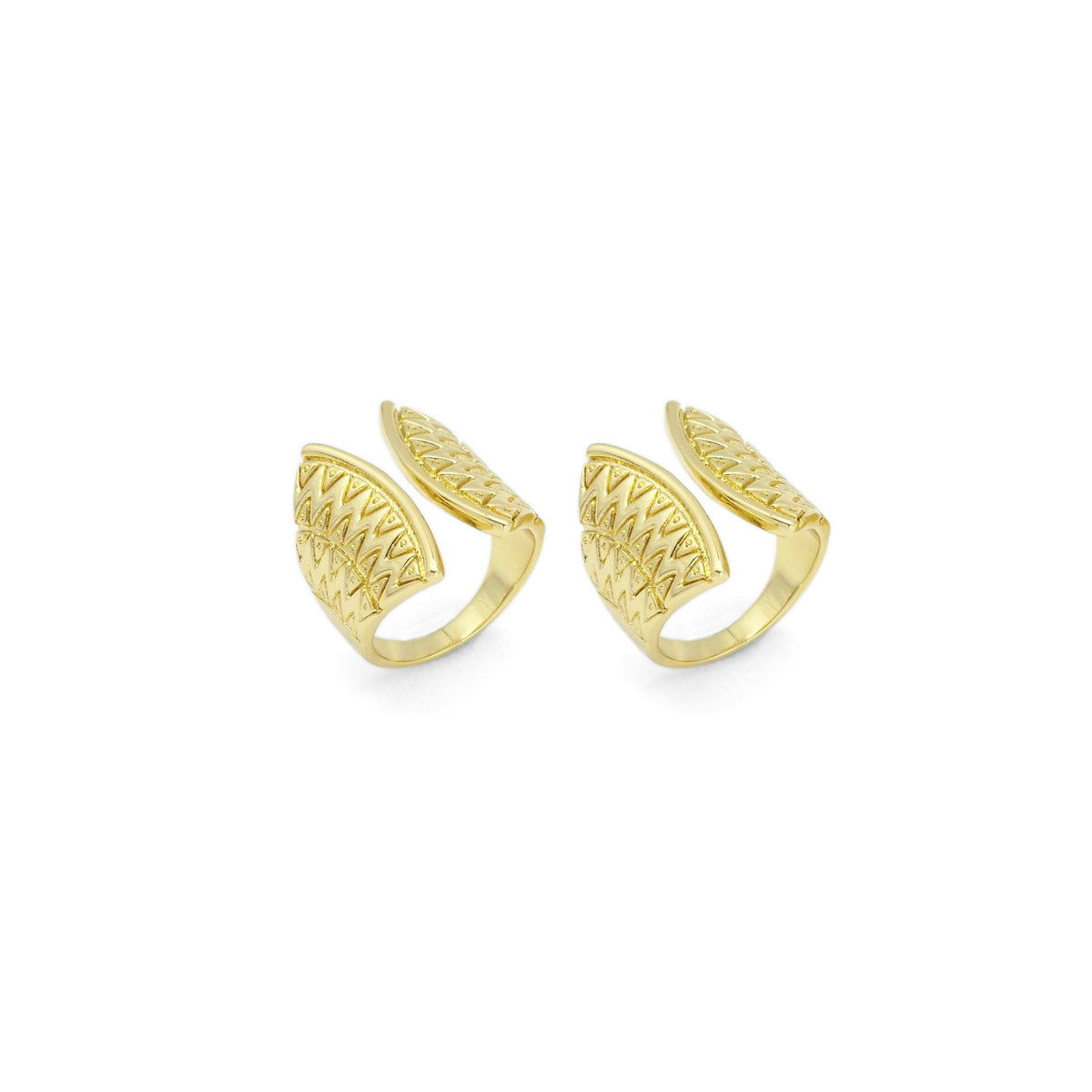 Gold CZ Fan Shape Adjustable Ring, Sku#Y816
