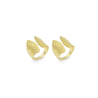 Gold CZ Fan Shape Adjustable Ring, Sku#Y816