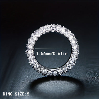 Womens Minimalist, Versatile Three-stone Zircon Ring