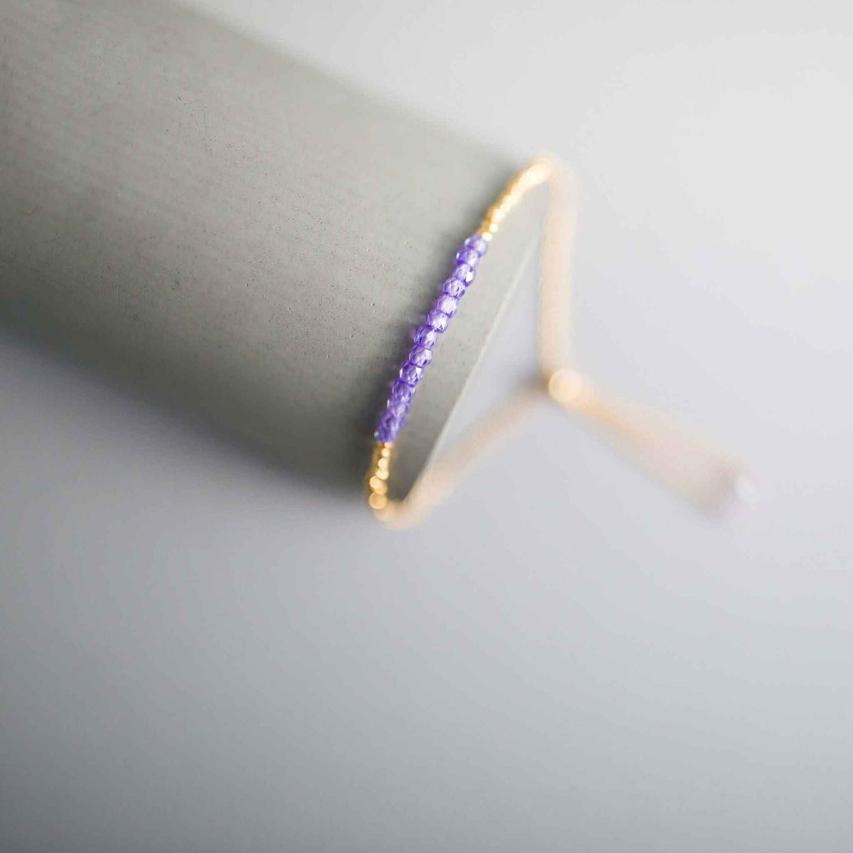 Amethyst adjustable stacking bracelet with gemstone detail