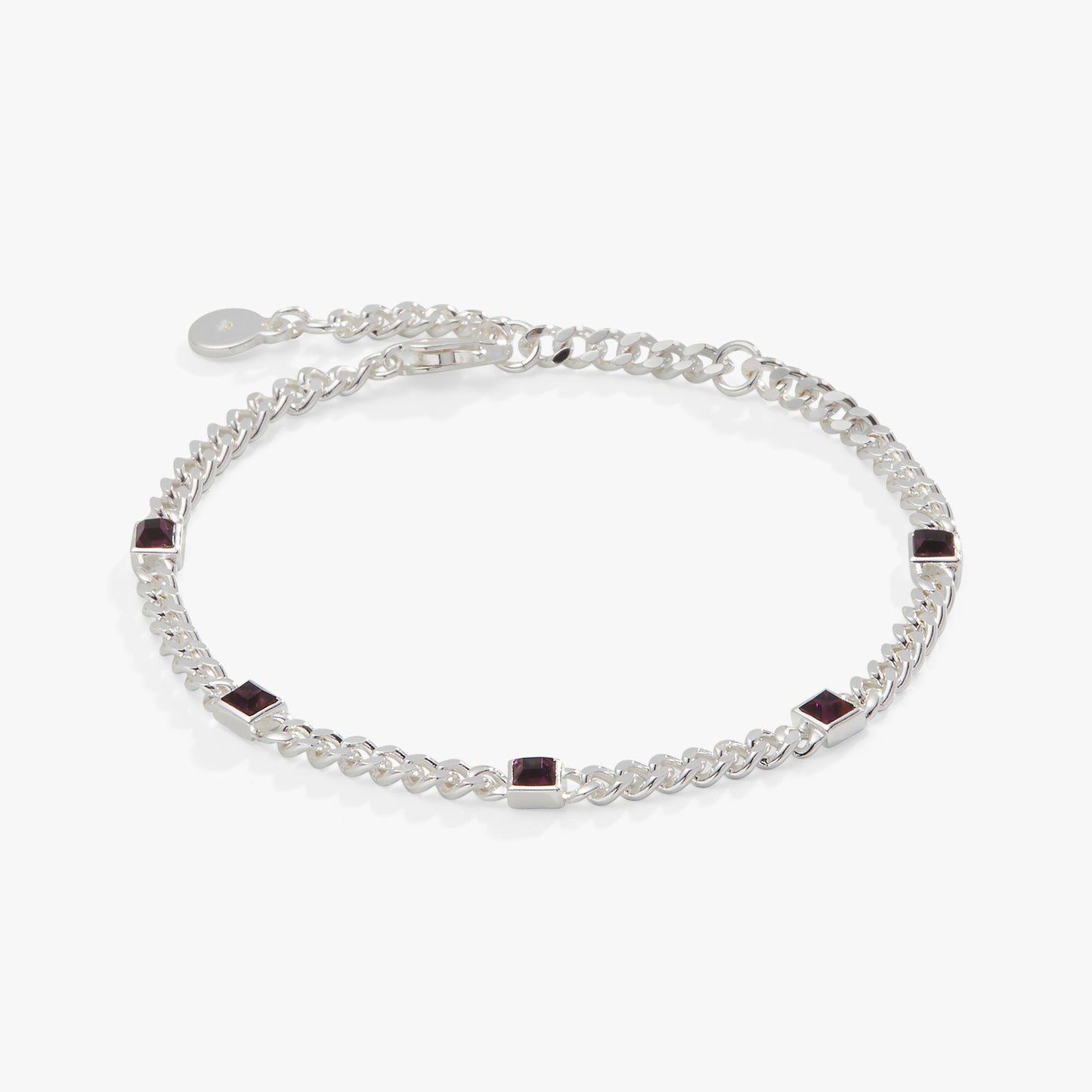 February Birthstone Amethyst Curb Chain Bracelet ALEX AND ANI