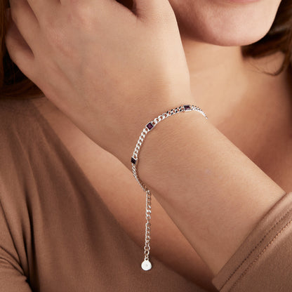 February Birthstone Amethyst Curb Chain Bracelet ALEX AND ANI
