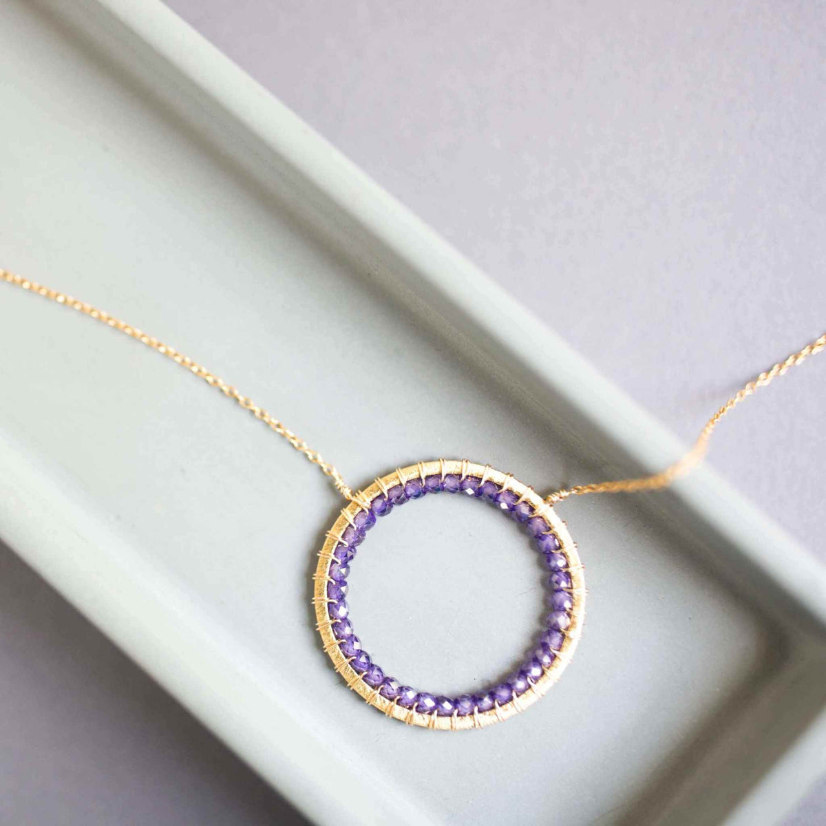 Amethyst Halo NecklaceThe Halo collection was our very first one. Intended to symbolize the intricate, universal energy woven within us all. This beautiful necklace is ultra lightweight aNecklacesPARKEN JEWELRYVettedArcAmethyst Halo Necklace