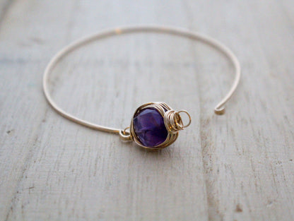 Amethyst Bezel Wrapped Bracelet