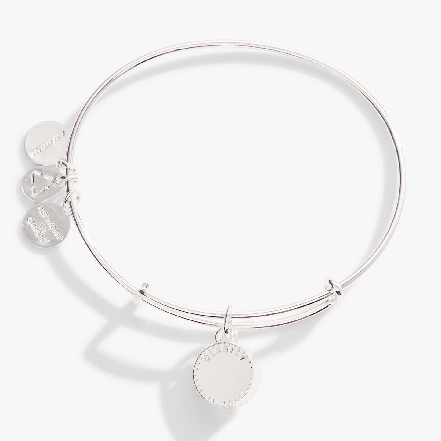 April Clear Crystal Birthstone Charm Bangle ALEX AND ANI