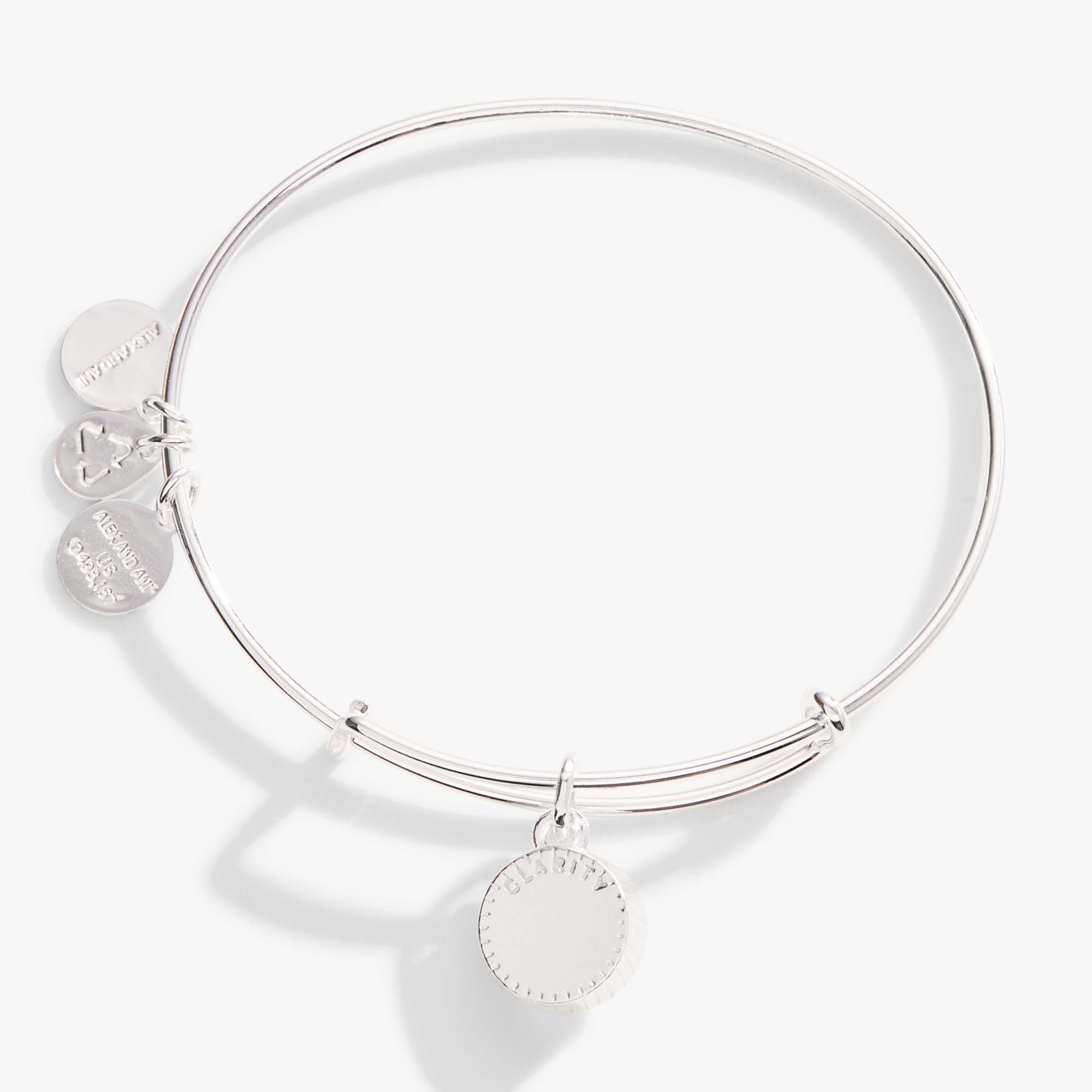 April Clear Crystal Birthstone Charm Bangle ALEX AND ANI