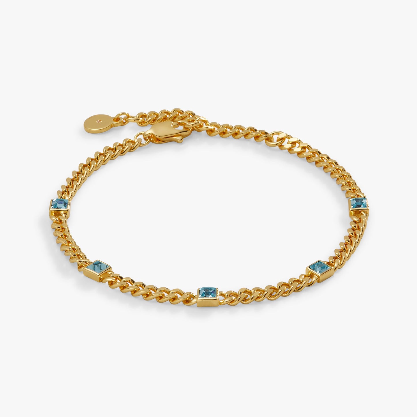 March Birthstone Aquamarine Curb Chain Bracelet ALEX AND ANI