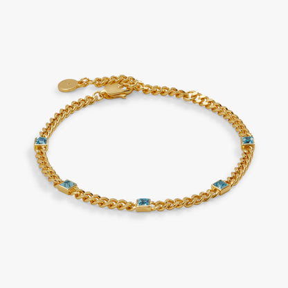 March Birthstone Aquamarine Curb Chain Bracelet ALEX AND ANI