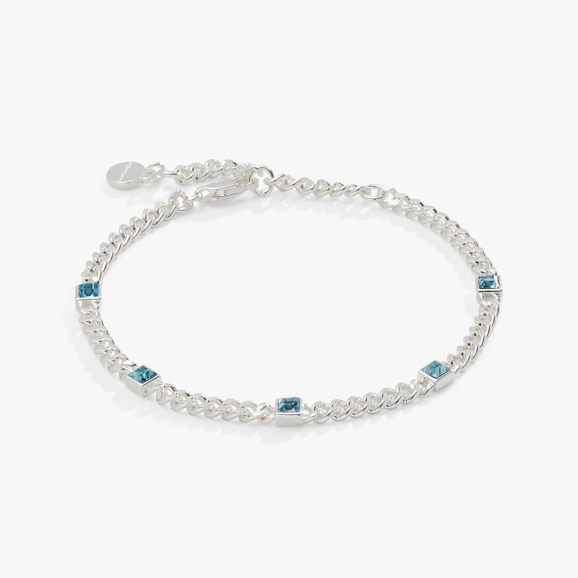 March Birthstone Aquamarine Curb Chain Bracelet ALEX AND ANI
